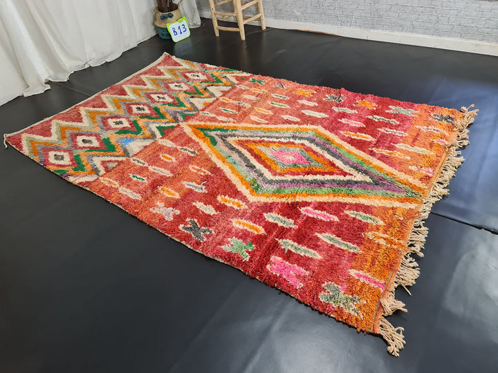 authentic moroccan rug, moroccan boujaad rug, orangerug, handmade moroccan wool, patchwork  rug, berber carpet, tapis marocain