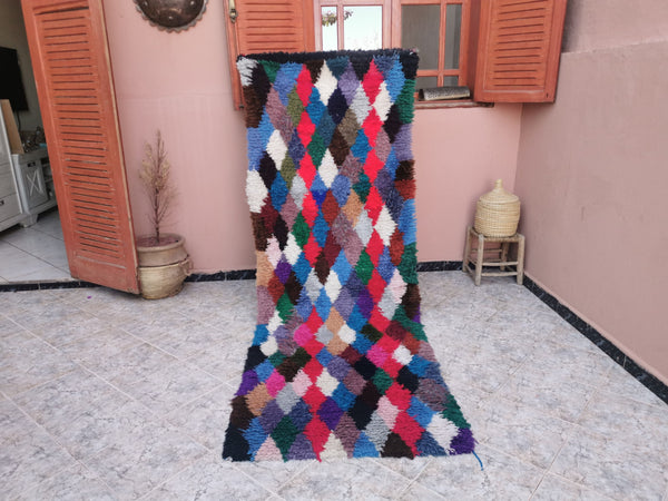  moroccan berber shaggy runner rug . feet . feet  colorful moroccan runner rug