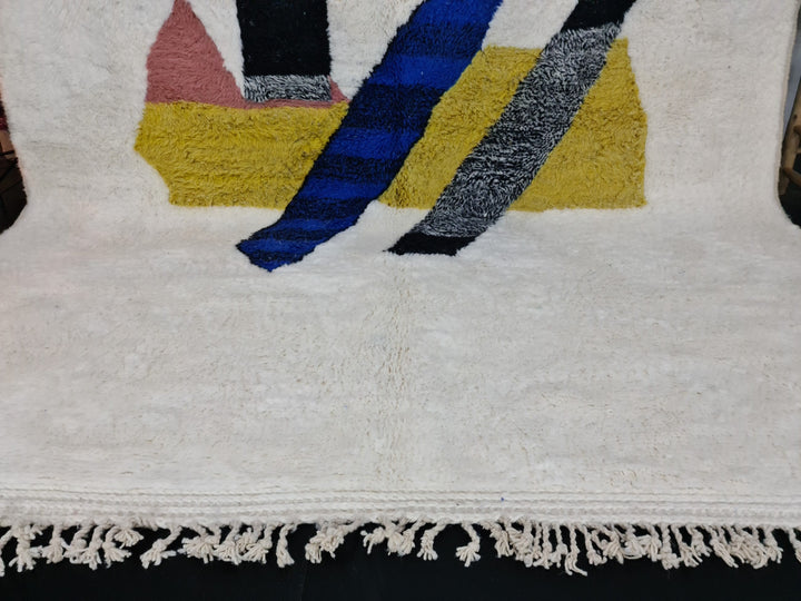 Artistic Moroccan Rug, Beni Ourain Carpet, Authentic Abstract Rug, Handmade Wool Rug, Tapis Marocain, Teppish Marokko.