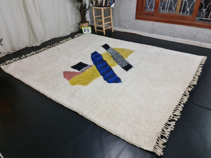 Artistic Moroccan Rug, Beni Ourain Carpet, Authentic Abstract Rug, Handmade Wool Rug, Tapis Marocain, Teppish Marokko.