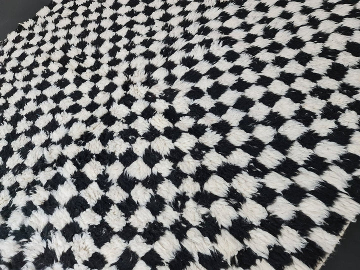 AMAZING BENIOURAIN RUG, Artistic Beni Ourain Rug, White  Black Rug, Checkered Rug, Berber Rug, Checkerboard Rug, Handmade Rug, Area Rug