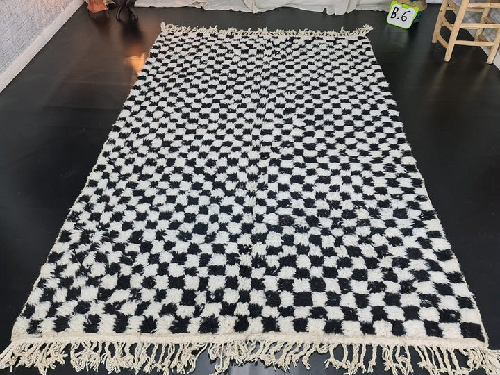 AMAZING BENIOURAIN RUG, Artistic Beni Ourain Rug, White  Black Rug, Checkered Rug, Berber Rug, Checkerboard Rug, Handmade Rug, Area Rug