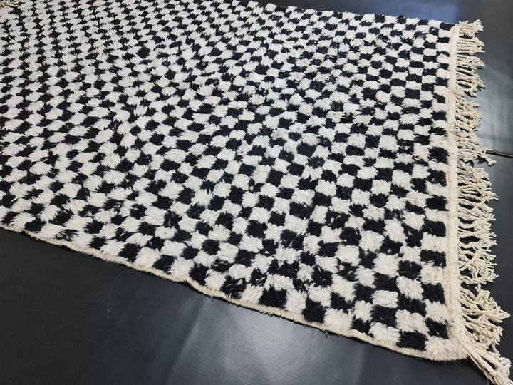 AMAZING BENIOURAIN RUG, Artistic Beni Ourain Rug, White  Black Rug, Checkered Rug, Berber Rug, Checkerboard Rug, Handmade Rug, Area Rug