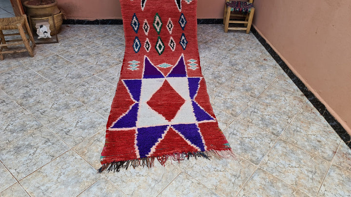 . feet . feet  moroccan berber shaggy runner rug black and orange wool checkered runner rug