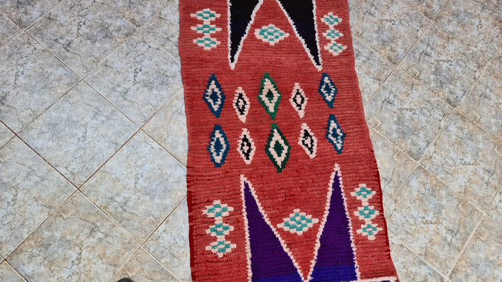 . feet . feet  moroccan berber shaggy runner rug black and orange wool checkered runner rug