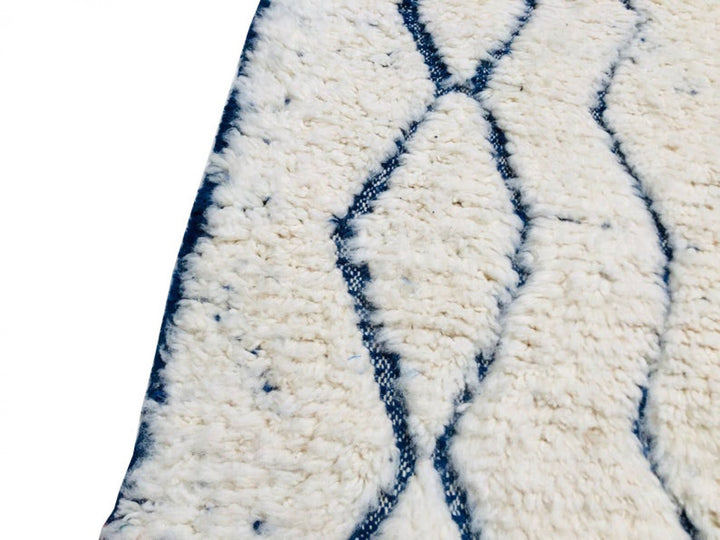 Soft moroccan rug  ourain rug, woolen beniourain, beni rug, shag rug, beni ourain carpet, blue and white rug