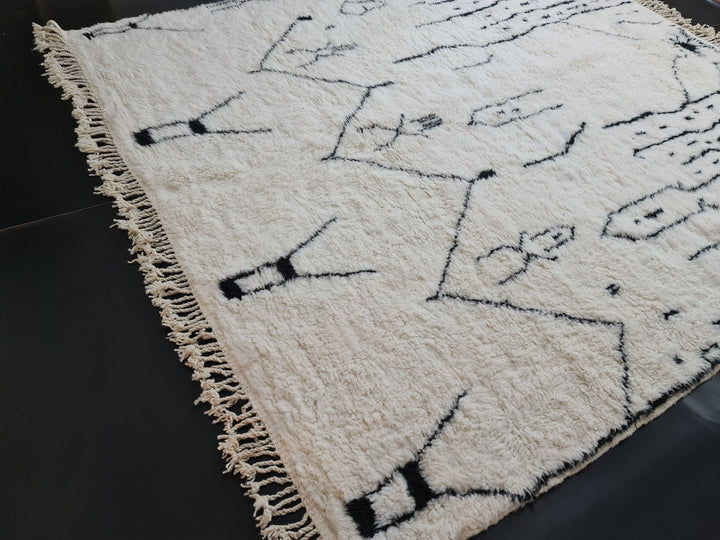 AMAZING Moroccan Rug, Custom Beni Ourain Rug, Abstract Rug, White Rug, Tribal Rug, Handwoven rug, Handmade Rug, Area Wool Rug, White Carpet