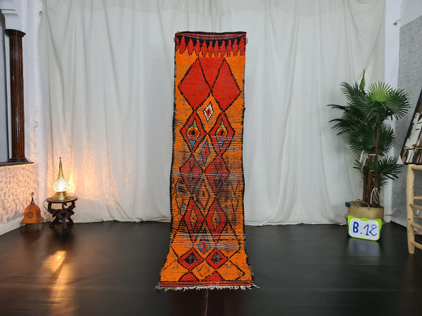 amazing moroccan rug, moroccan  rug, orange tribal rug, authentic moroccan , geometric runner rug, berber carpet, tapis marocain