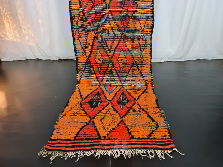 amazing moroccan rug, moroccan  rug, orange tribal rug, authentic moroccan , geometric runner rug, berber carpet, tapis marocain