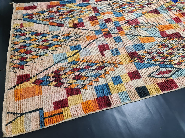 Authentic Boujad Rug , Abstract Moroccan Rug, Azilal Rug, Handmade Moroccan Rug, Berber Carpet, Bohemian OrangeRug.