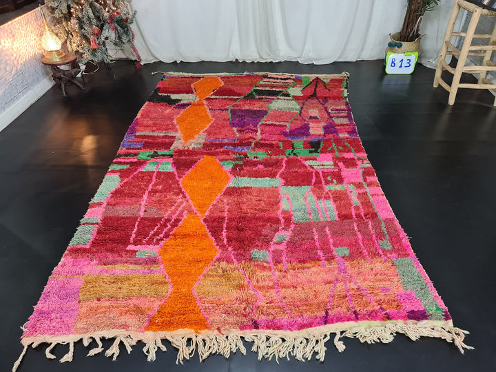 Artistic Moroccan Rug, Moroccan Boujaad Rug, Colorful Tribal rug, Authentic Moroccan Wool, Abstract Rug, Berber Carpet, Tapis Marocain