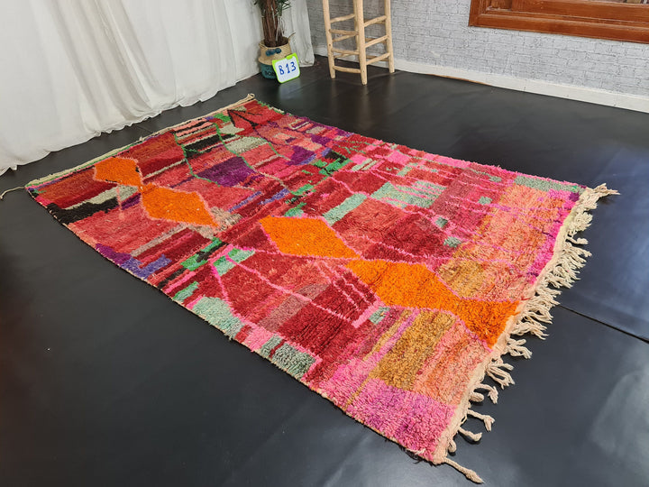 Artistic Moroccan Rug, Moroccan Boujaad Rug, Colorful Tribal rug, Authentic Moroccan Wool, Abstract Rug, Berber Carpet, Tapis Marocain