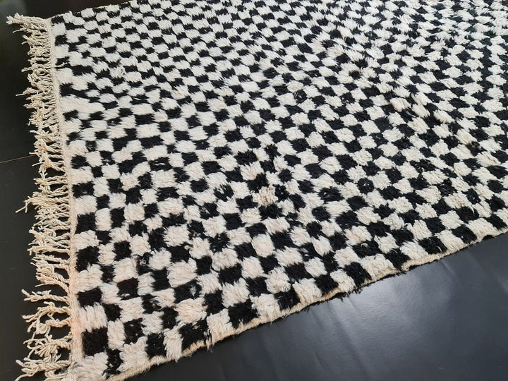 AMAZING BENIOURAIN RUG, Artistic Beni Ourain Rug, White  Black Rug, Checkered Rug, Berber Rug, Checkerboard Rug, Handmade Rug, Area Rug