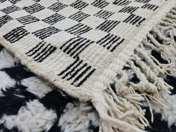 AMAZING BENIOURAIN RUG, Artistic Beni Ourain Rug, White  Black Rug, Checkered Rug, Berber Rug, Checkerboard Rug, Handmade Rug, Area Rug