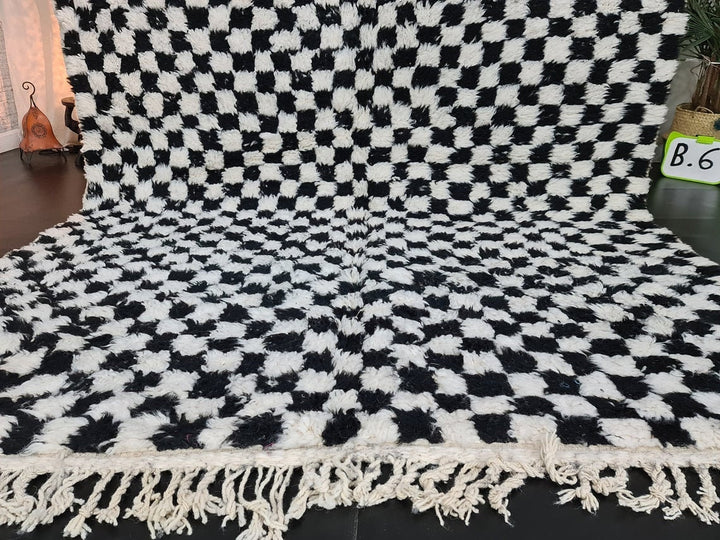 AMAZING BENIOURAIN RUG, Artistic Beni Ourain Rug, White  Black Rug, Checkered Rug, Berber Rug, Checkerboard Rug, Handmade Rug, Area Rug