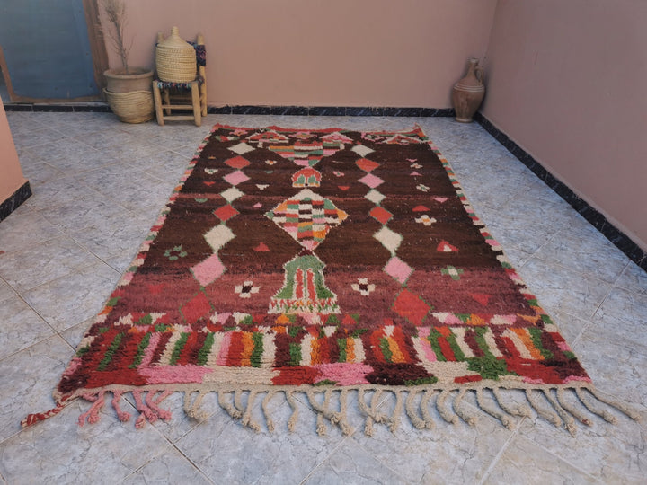 unique brown rug . x . feet  berber moroccan rug boujaad rug unique handknotted carpet  free shipping 