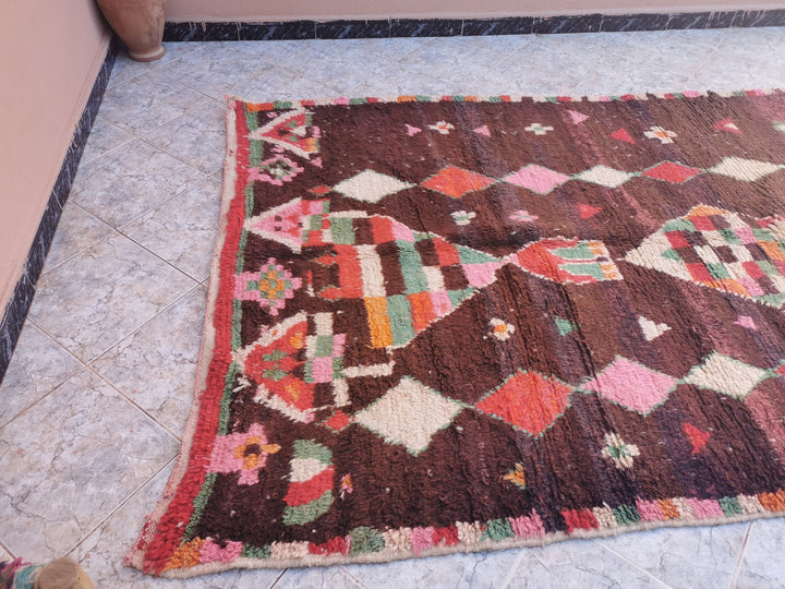 unique brown rug . x . feet  berber moroccan rug boujaad rug unique handknotted carpet  free shipping 