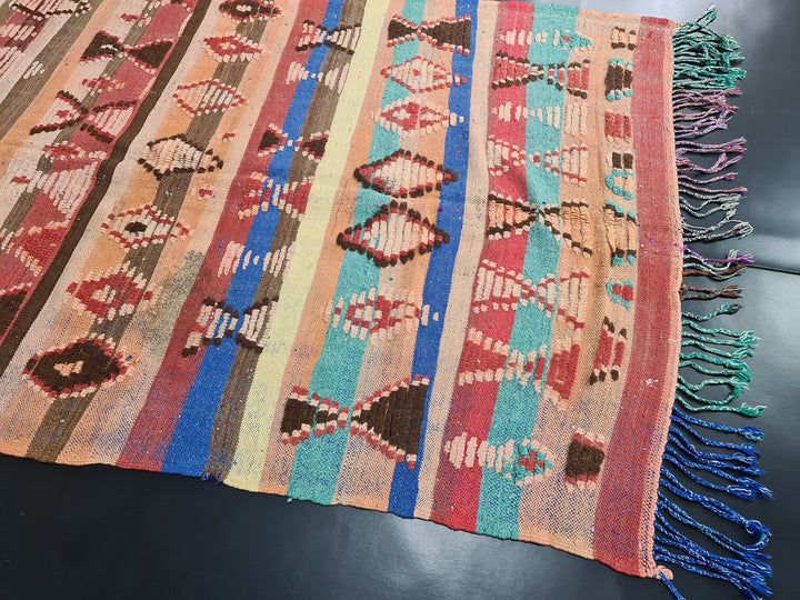 handmade moroccan rug ,  handmade rug , abstract rug, berber tribal carpet, bohemian red and blue rug, wool rug