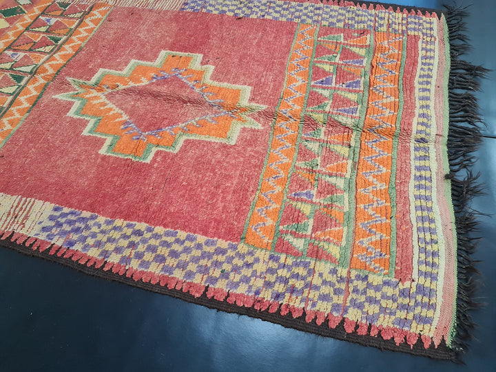 Orange Moroccan Rug, Authentic Rug, Abstract Rug, Handmade Carpet, Moroccan Rug, Berber carpet, Bohemian rug, Tapis Marocain.