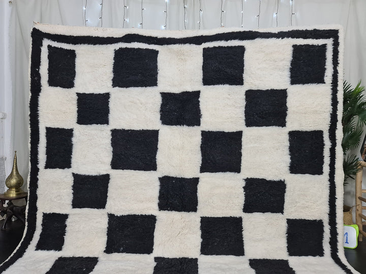 Checkered Beni Ourain Rug  Tribal Area Rug  Woven Rug  Moroccan Wool Rug  Living Room Decor  Checkered Rug  Dining Room Decor