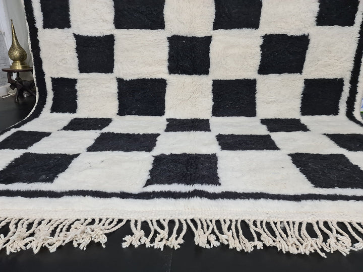 Checkered Beni Ourain Rug  Tribal Area Rug  Woven Rug  Moroccan Wool Rug  Living Room Decor  Checkered Rug  Dining Room Decor