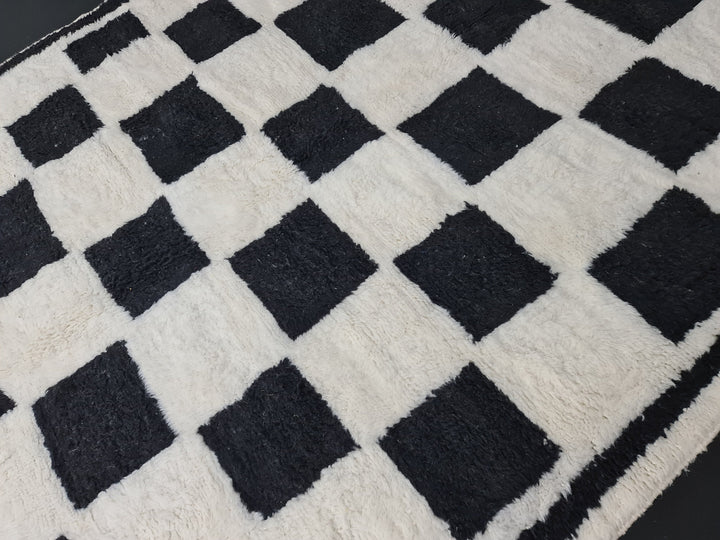 Checkered Beni Ourain Rug  Tribal Area Rug  Woven Rug  Moroccan Wool Rug  Living Room Decor  Checkered Rug  Dining Room Decor