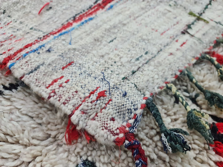 Antique Moroccan Rug , Handmade Boujaad Rug, Abstract Tribal Carpet, Berber Sparkles White Rug, Tapis Marocain