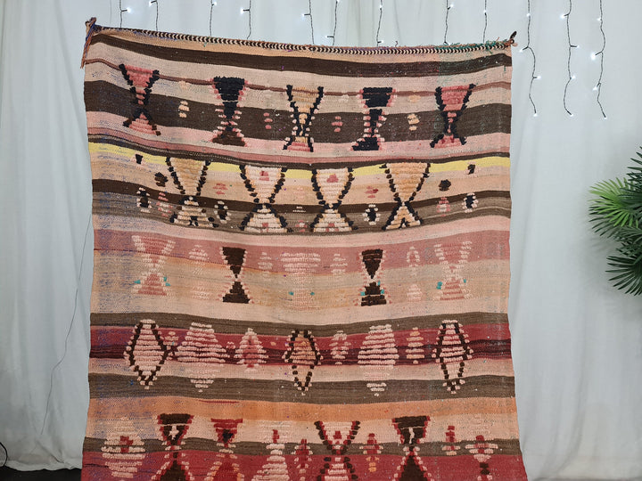 handmade moroccan rug ,  handmade rug , abstract rug, berber tribal carpet, bohemian red and blue rug, wool rug
