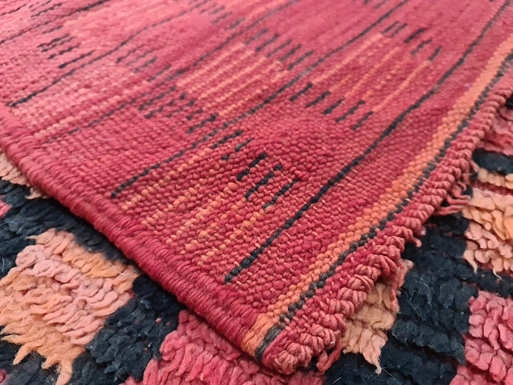 checkered  rug, handmade old rug , berber rug, bohemian tribal wool handmade rug, art deco rug, teppish marokko.