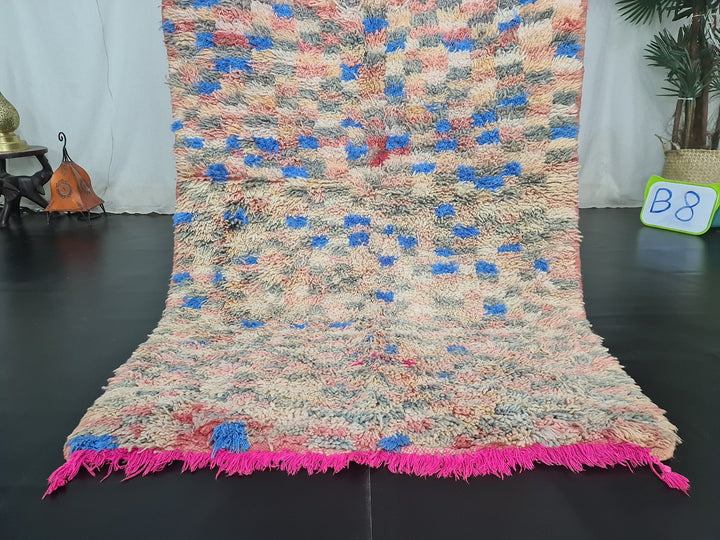  checkered rug, moroccan rug, tribal wool carpet,  wool rug, boujad wool, multicolored rug, bohemian rug, tapis marocain