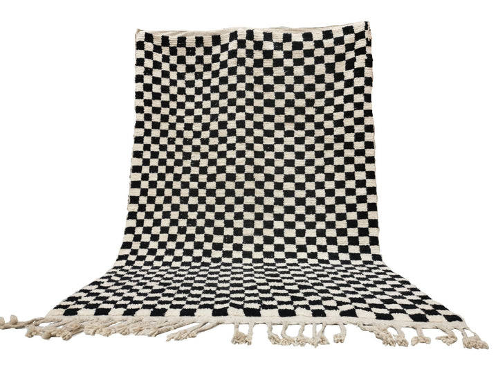 Large black and white checkered rug, Moroccan Berber checkered rug, Checkered area rug Checkerboard Rug beniourain rug, Soft Colored Rug