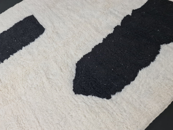 Handmade Moroccan rug , Beni Ourain Rug, Authentic Moroccan, White and Black Rug, Berber Abstract Carpet, Bohemian rug