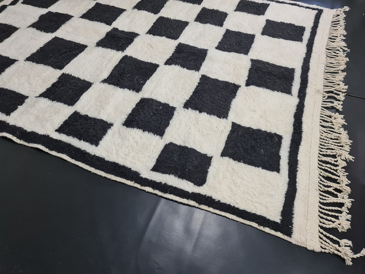 Checkered Beni Ourain Rug  Tribal Area Rug  Woven Rug  Moroccan Wool Rug  Living Room Decor  Checkered Rug  Dining Room Decor