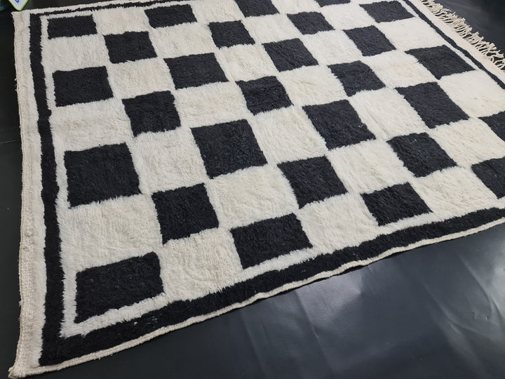 Checkered Beni Ourain Rug  Tribal Area Rug  Woven Rug  Moroccan Wool Rug  Living Room Decor  Checkered Rug  Dining Room Decor