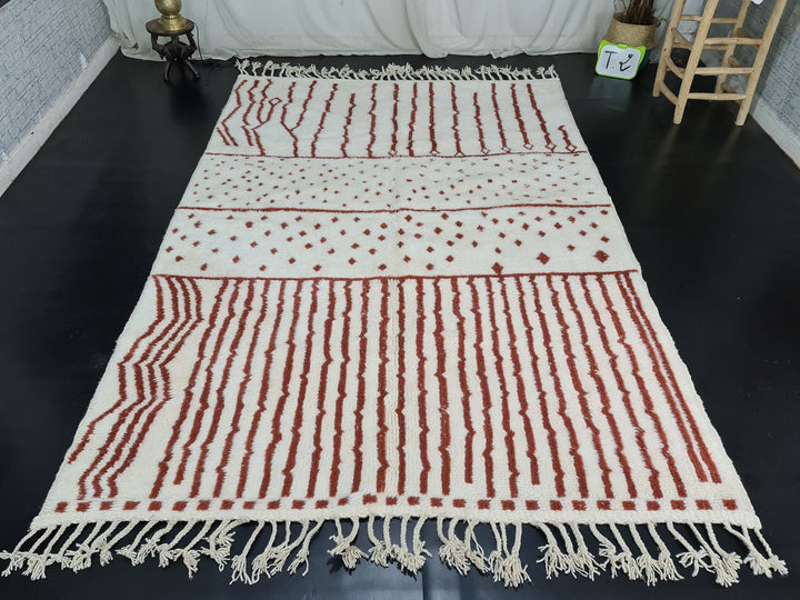 MOROCCAN HANDMADE RUG  Wool Rug  Beniourain Rug Authentic Moroccan Rug  White  Brown Rug Berber Rug  Tapis Marocain  Beni Ourain Rug