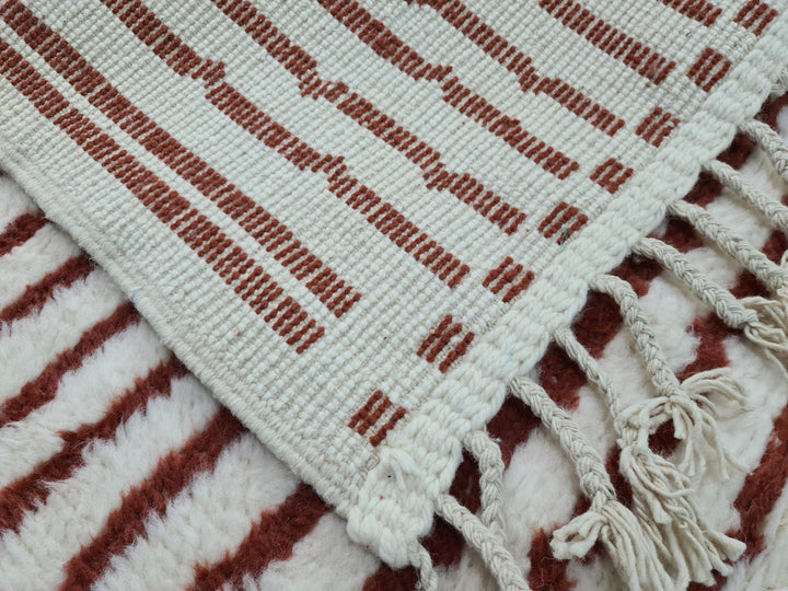 MOROCCAN HANDMADE RUG  Wool Rug  Beniourain Rug Authentic Moroccan Rug  White  Brown Rug Berber Rug  Tapis Marocain  Beni Ourain Rug