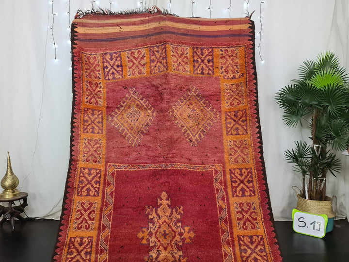 moroccan rug, handmade moroccan rug, red wool rug, tribal carpet, antique rug, red rug, tapis marocain, teppich marokko