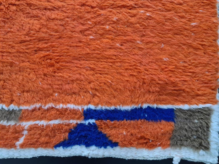 ARTISTIC BENIOURAIN RUG, Custom Moroccan Rug, Artistic Rug, Abstract Rug, Berber Rug, Blue  Orange Rug, Area Rug, Handmade Rug, Berber Rug