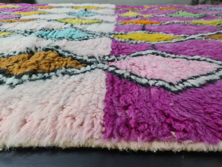 Fabulous Moroccan Rug, Handmade Beni Ourain Rug, Geometric Rug, Bohemian Rug, Berber Rug, Purple and Pink Rug, Sheep Wool Rug,Tapis Marocain