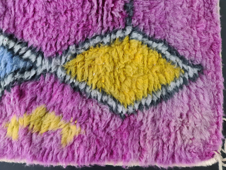 Fabulous Moroccan Rug, Handmade Beni Ourain Rug, Geometric Rug, Bohemian Rug, Berber Rug, Purple and Pink Rug, Sheep Wool Rug,Tapis Marocain