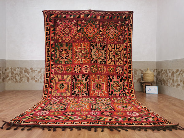 x.ft  berber moroccan rug beni mguild unique handknotted carpet, bohemian superb rug, handwoven rug, tribal carpet, handmade