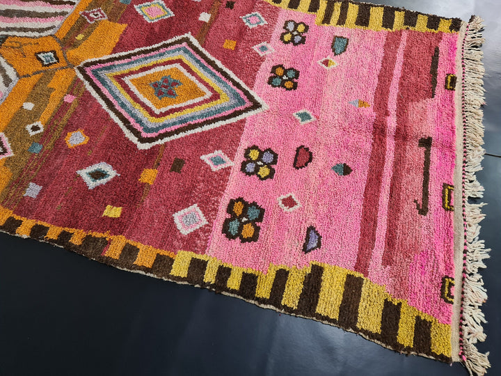 Pink Boujaad Rug , Moroccan Handmade Rug, Geometric Rug, Authentic Wool Rug, Berber Tribal carpet, Bohemian Rug, Wool Rug, Teppish Marokko