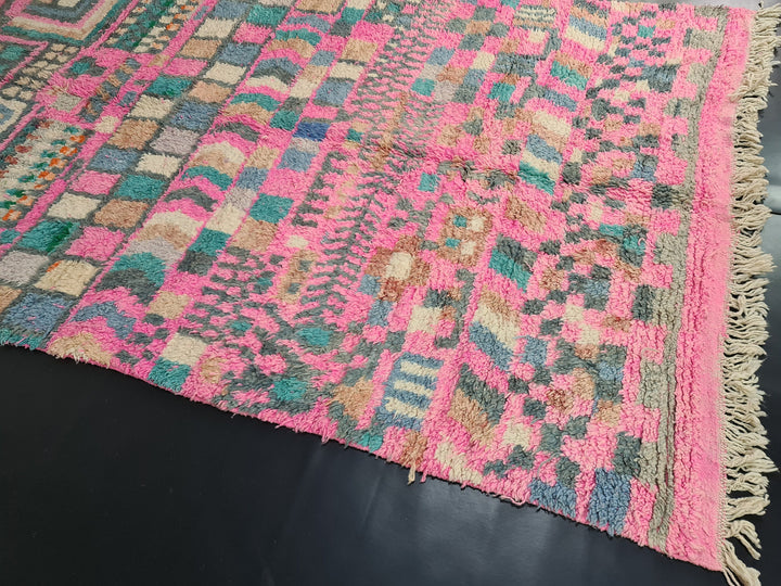SHEEP WOOL RUG, Moroccan Area Rug , Tribal Wool Carpet, Authentic Wool Rug, Boujaad Wool,Pink Abstract Rug, Boujaad Rug, Bohemian Rug
