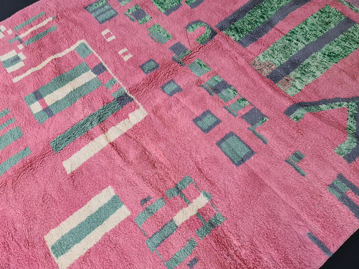 Fabulous Moroccan Rug ,Handmade Mrirt Rug, Authentic Moroccan, Tango Pink Rug, Large Area Rug, High Quality Wool Carpet, Bohemian Rug