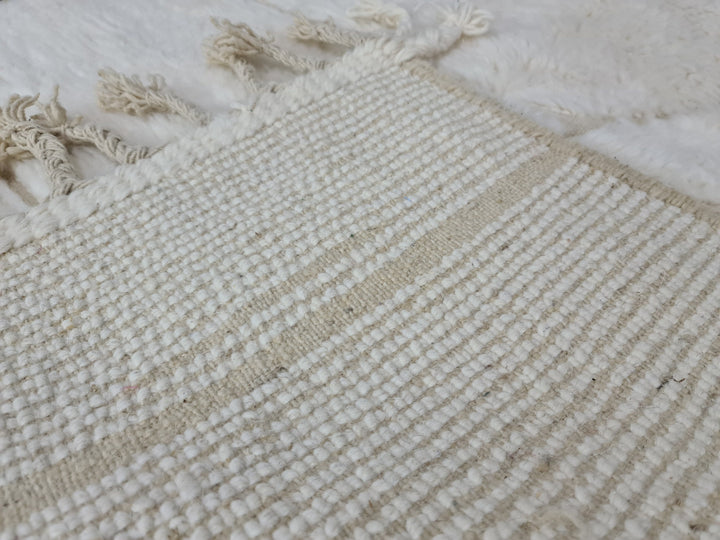 Moroccan Beni Ourain Rug, Handmade Area Rug, Sheep Wool Rug, White Solid Rug, Authentic Wool, Berber Rug, SmallArea Rug, Tapis Marocain