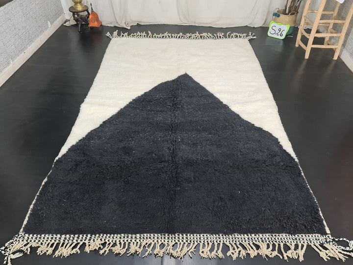 Artistic Abstract Rug  Sheep Wool Rug  Beni Ourain Rug  Black  White Rug  Berber Rug Tapis Marocain  Handmade Carpet Teppish Marokko