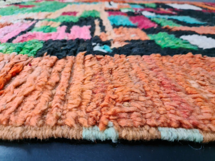 Artistic Moroccan Rug , Boujaad Wool Rug, Abstract Tribal rug, Vibrant Orange Rug, Moroccan Handmade Rug, Berber carpet, Tapis Marocain.