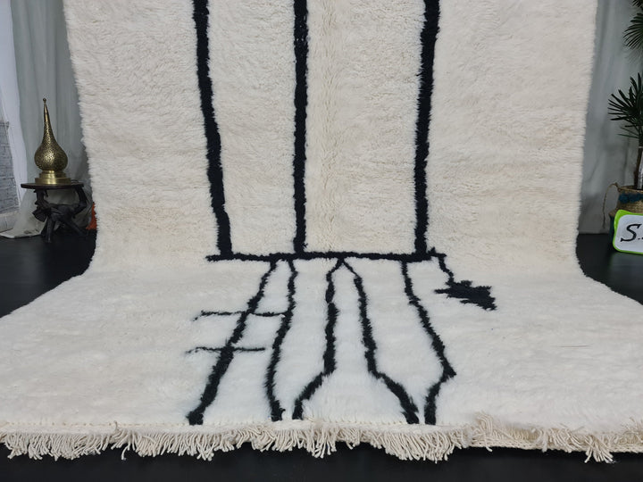 Fabulous Moroccan Rug, Moroccan Beni Ourain Rug, White  Black Rug, Authentic Moroccan, Handmade Abstract Rug, Berber Carpet, Tapis Marocain