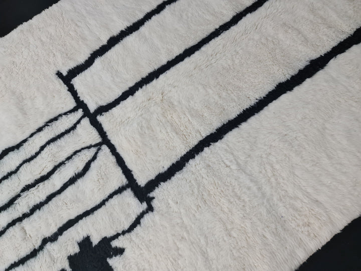 Fabulous Moroccan Rug, Moroccan Beni Ourain Rug, White  Black Rug, Authentic Moroccan, Handmade Abstract Rug, Berber Carpet, Tapis Marocain