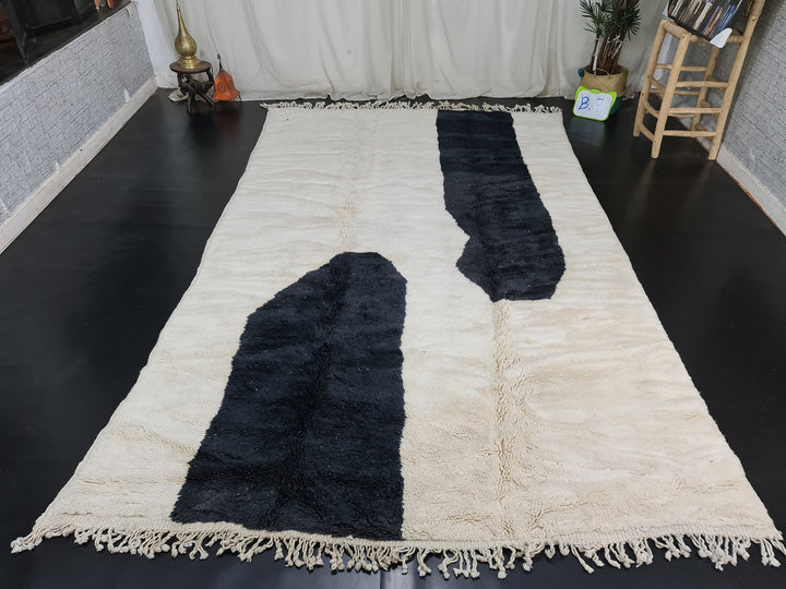 Berber Mrirt Rug ,Handmade Rug, Authentic Moroccan Rug, Abstract Rug, High Quality Wool Rug, White and Black Rug,Teppich Marokko.